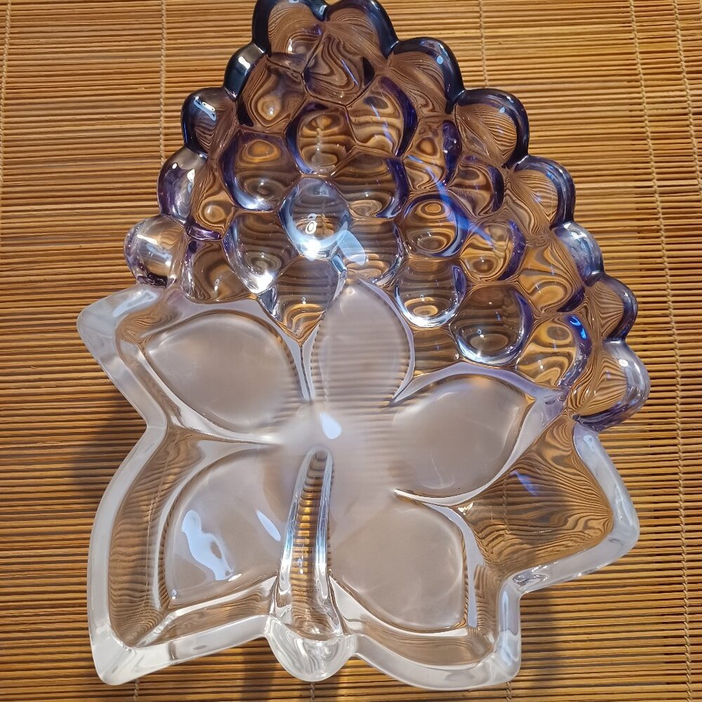 Vintage Walther Glass Grape Bowl Made in Germany Purple Clear Art Glass 8”